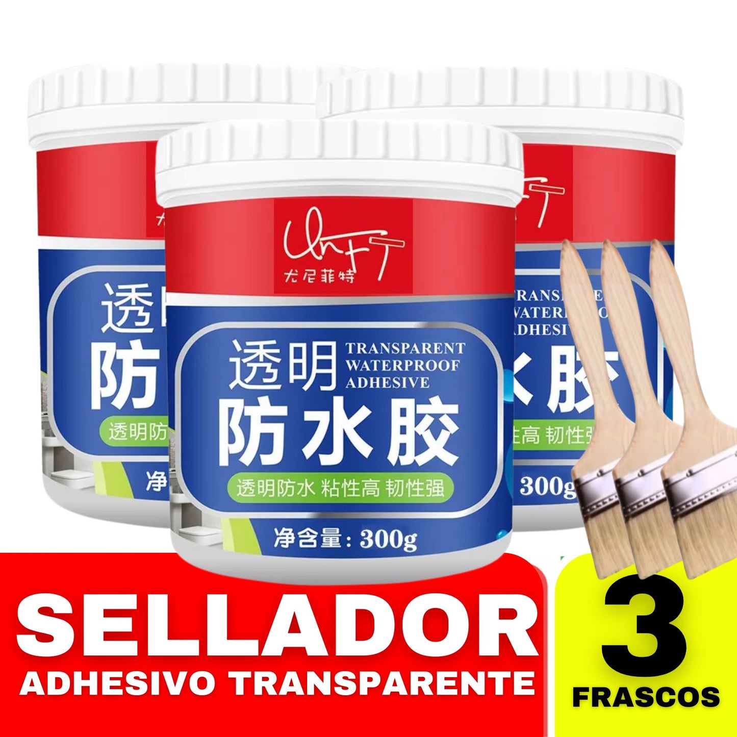 3 Frascos Sellador Adhesivo Transparente